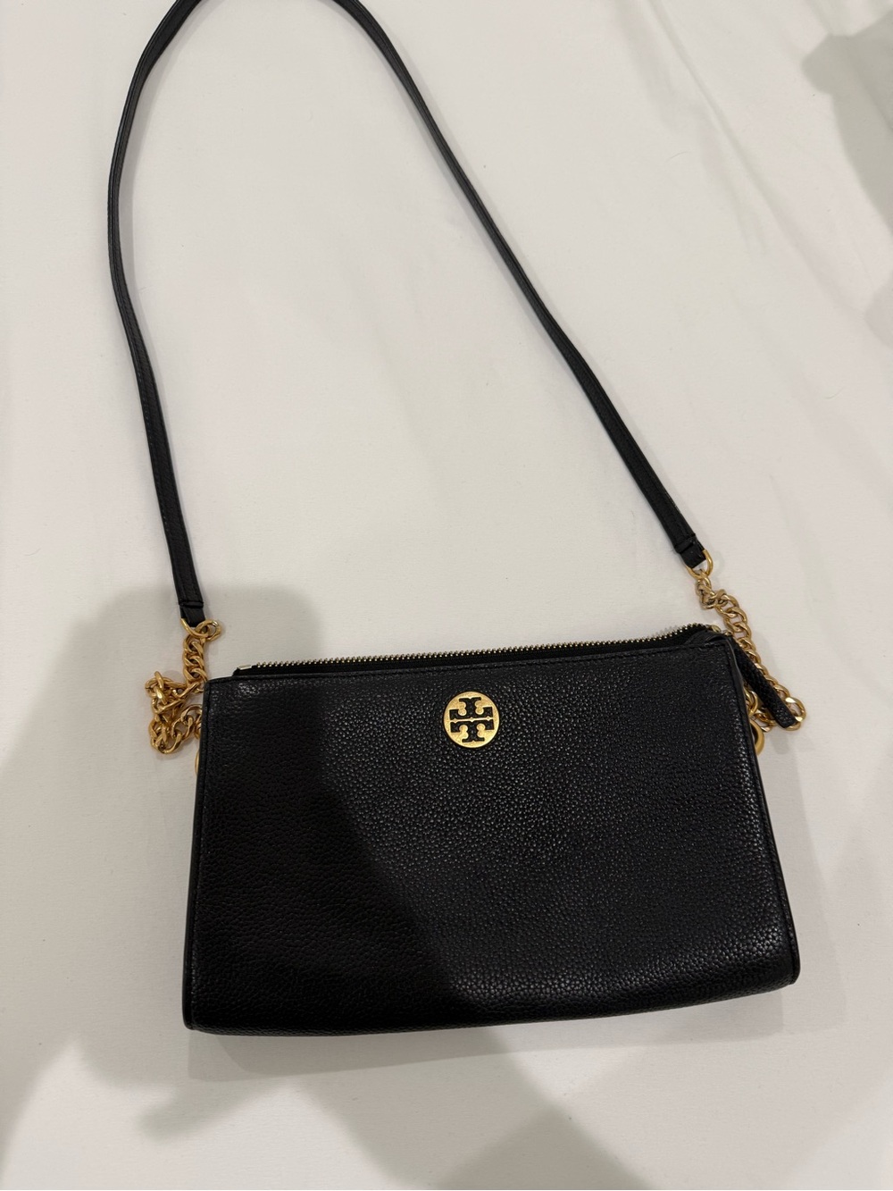 Tory Burch Black Mini Everly Leather Crossbody Bag